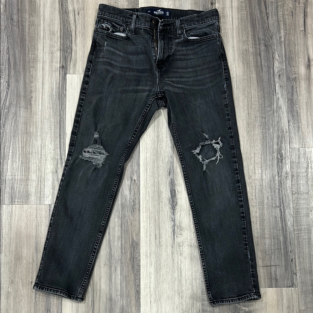 Hollister Black Slim Fit Jeans with Distressed Details